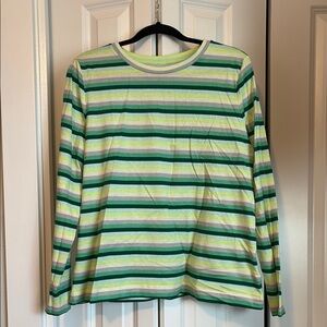 Green and Yellow Long Sleeve Striped Tee